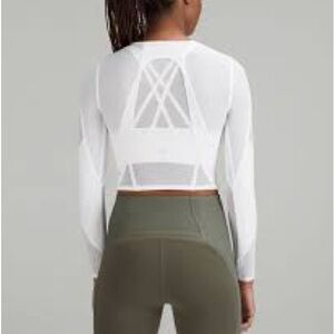 NWT Lululemon White Sheer Panelled Training Long Sleeve Top